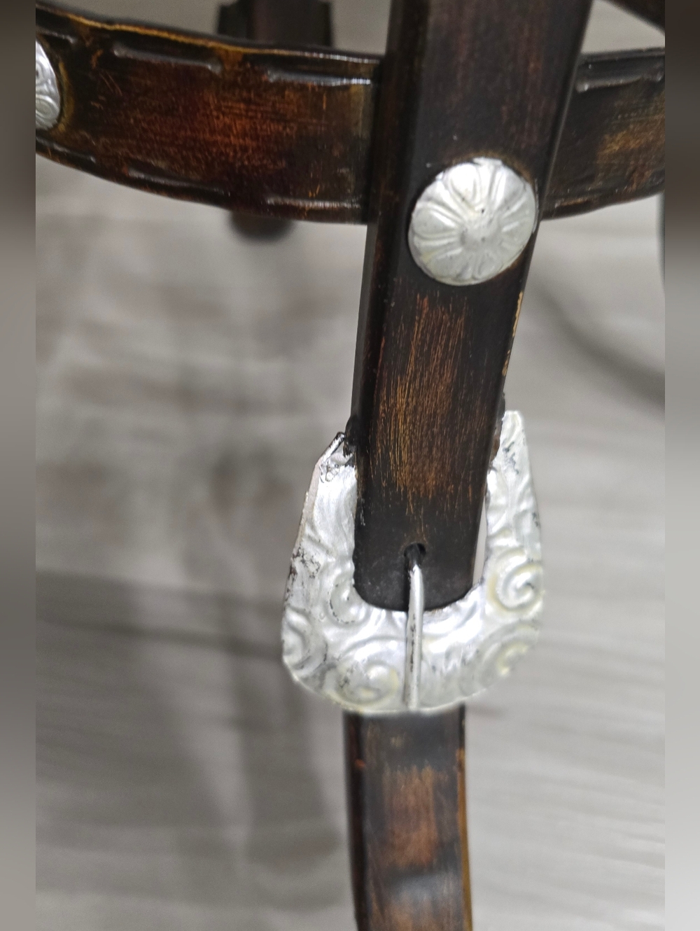 Western Cowhide Belt Foot Stool - Picture 7 of 14